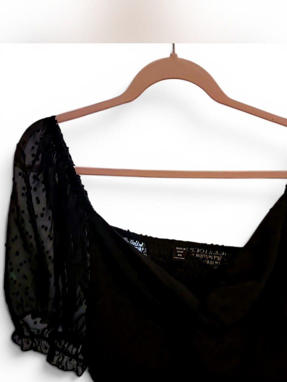 Black Women's Sheer Sleeve Crop Top With Shorts Set
